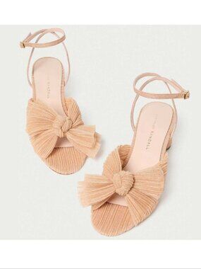 Loeffler Randall Dahlia Ankle Strap Knot Bow SANDALS Sz 10.5 Glitter Beauty NEW